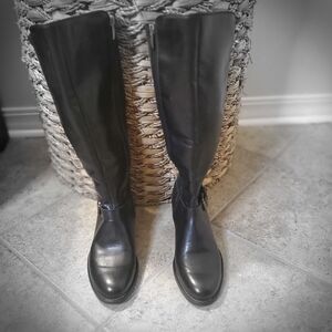 Black Leather Franco Sarto Knee High Boots